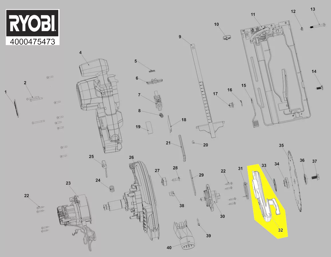 capot de protection pendulaire réf. 5131044921 Ryobi